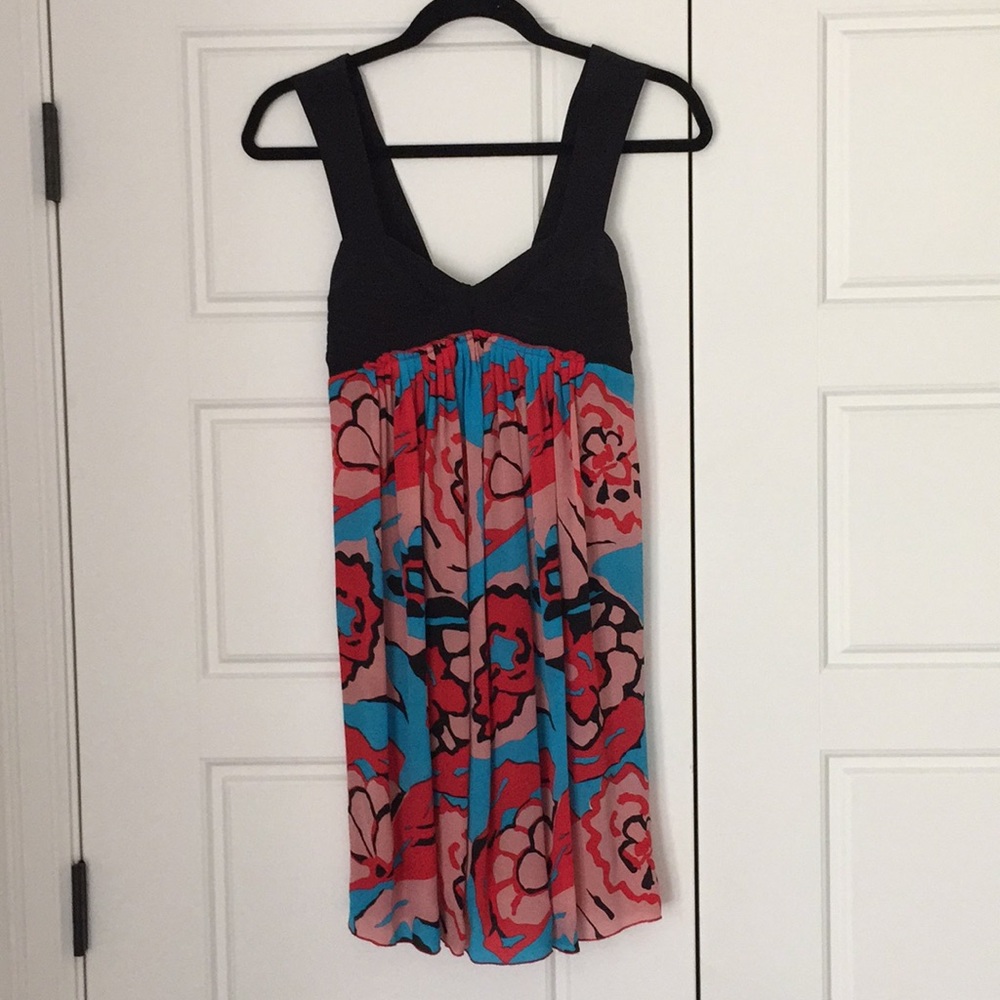 Black Halo XS silk dress - black bustier / floral